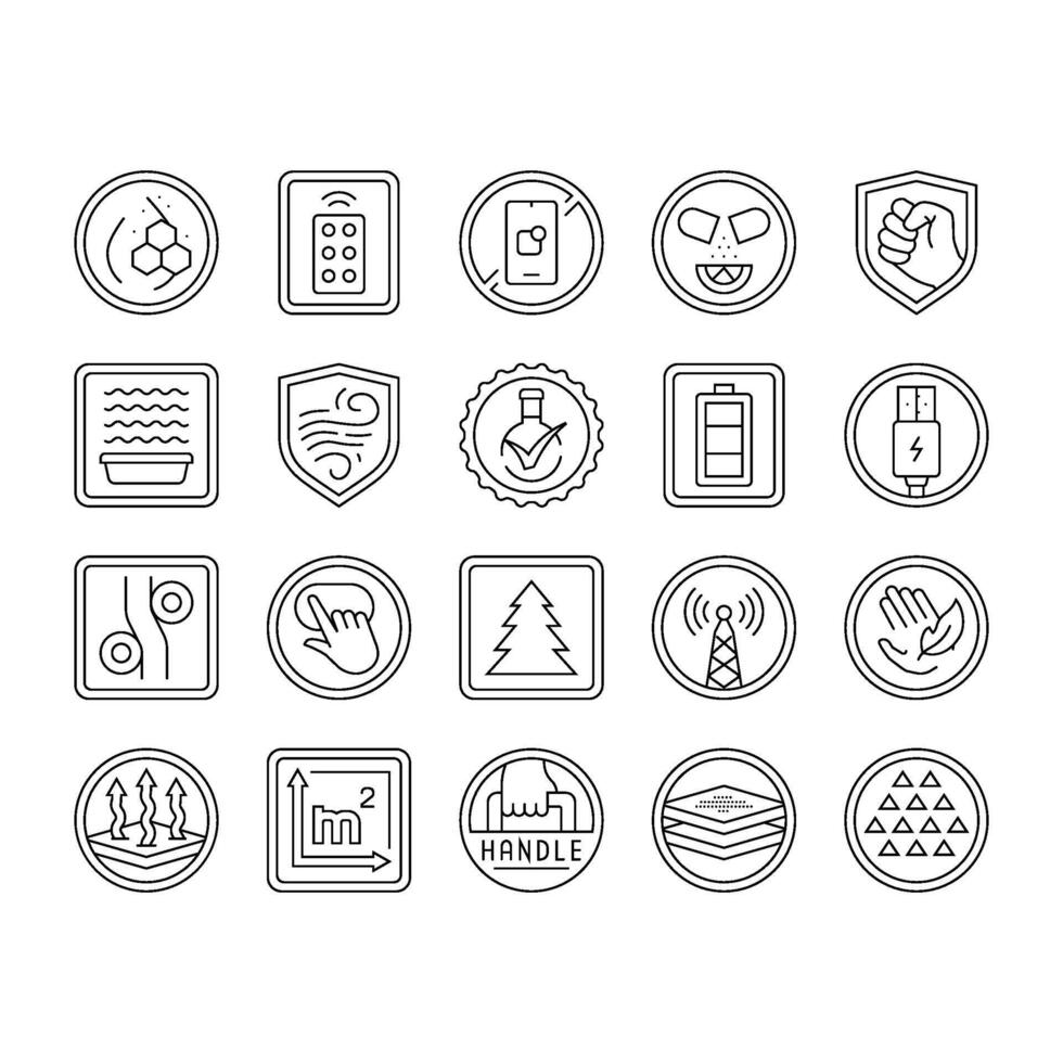 product caution label warning icons set vector