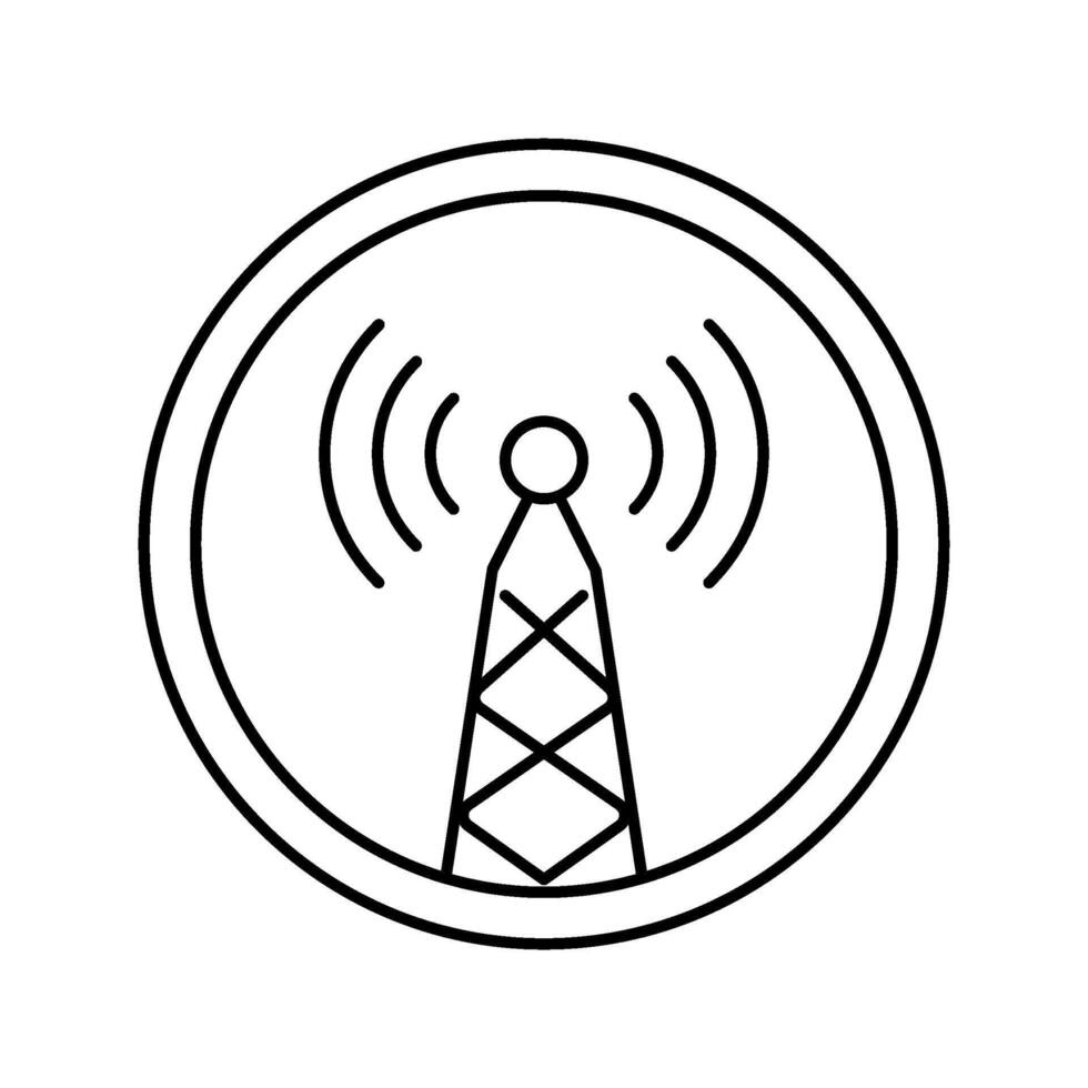 electromagnetic interference label line icon illustration vector
