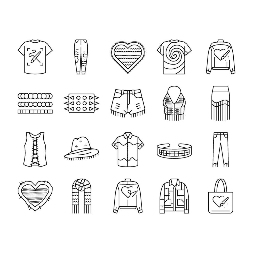 diy fashion fabric handmade icons set vector