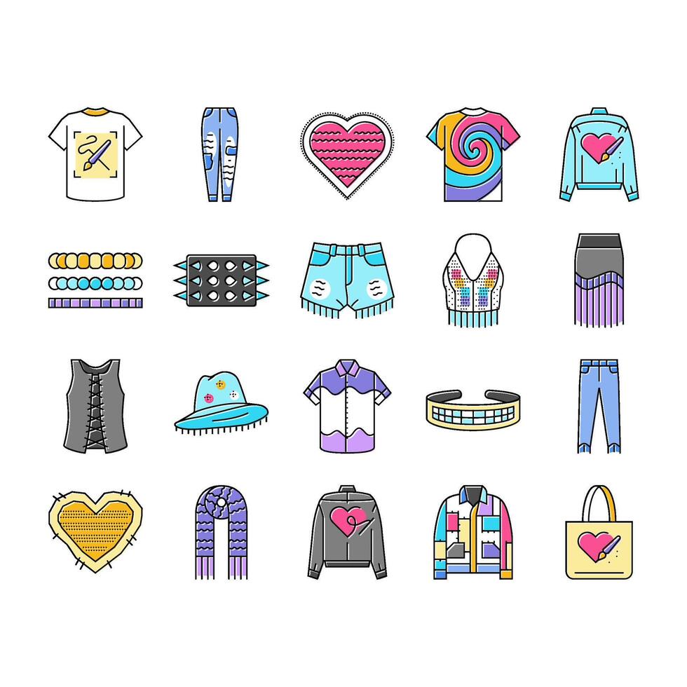 diy fashion fabric handmade icons set vector