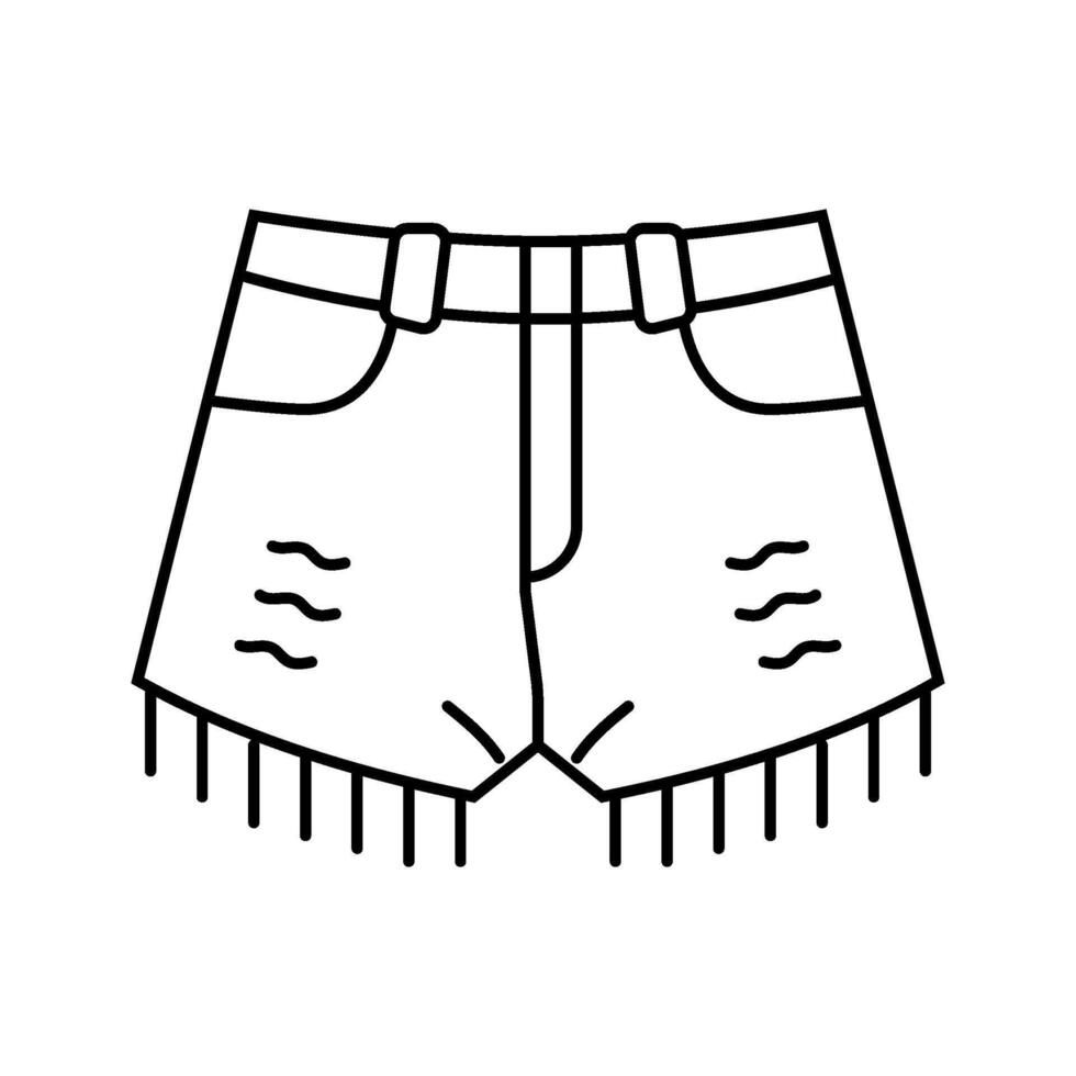 ripped denim shorts diy fashion handmade line icon illustration vector