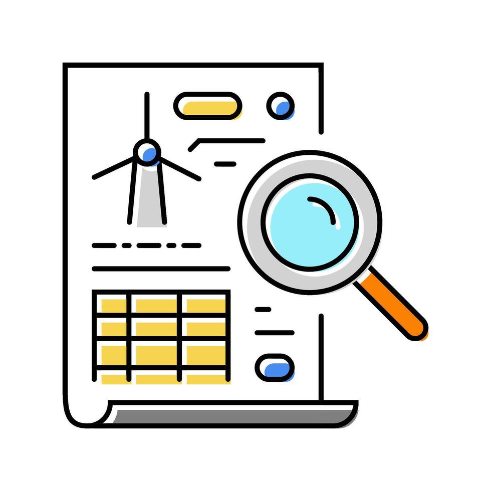 wind energy analysis audit color icon illustration vector