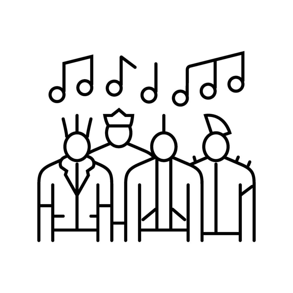 punk bands subculture style line icon illustration vector