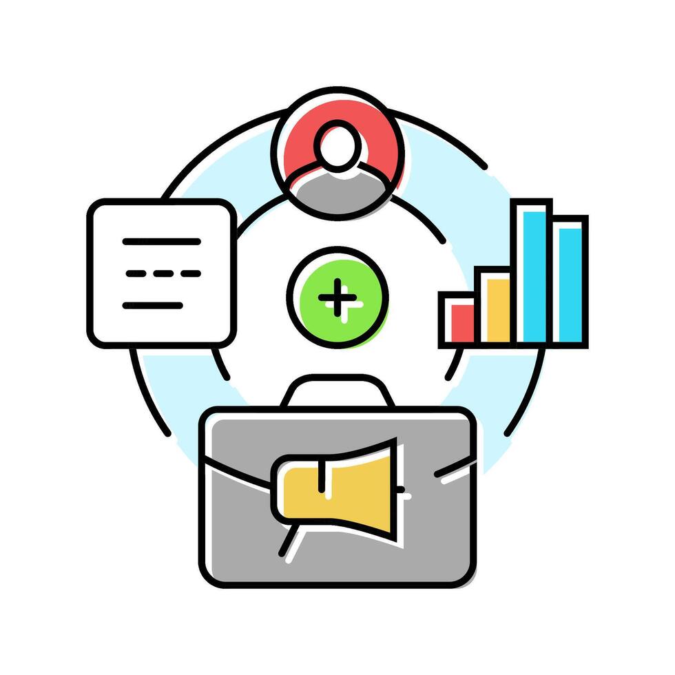 candidate relationship management crm color icon illustration vector