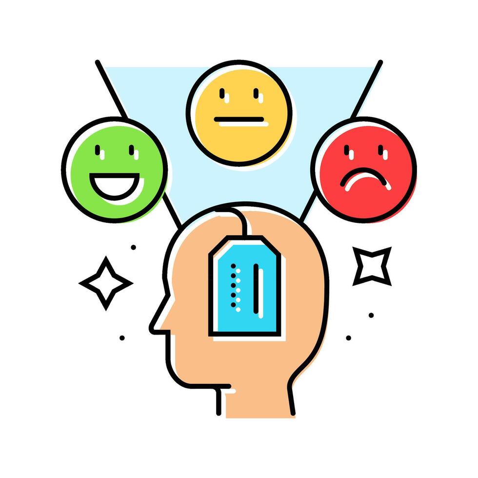 attitude consumer behavior color icon illustration vector