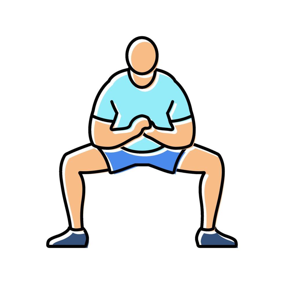 sumo squats fitness exercise leg color icon illustration vector