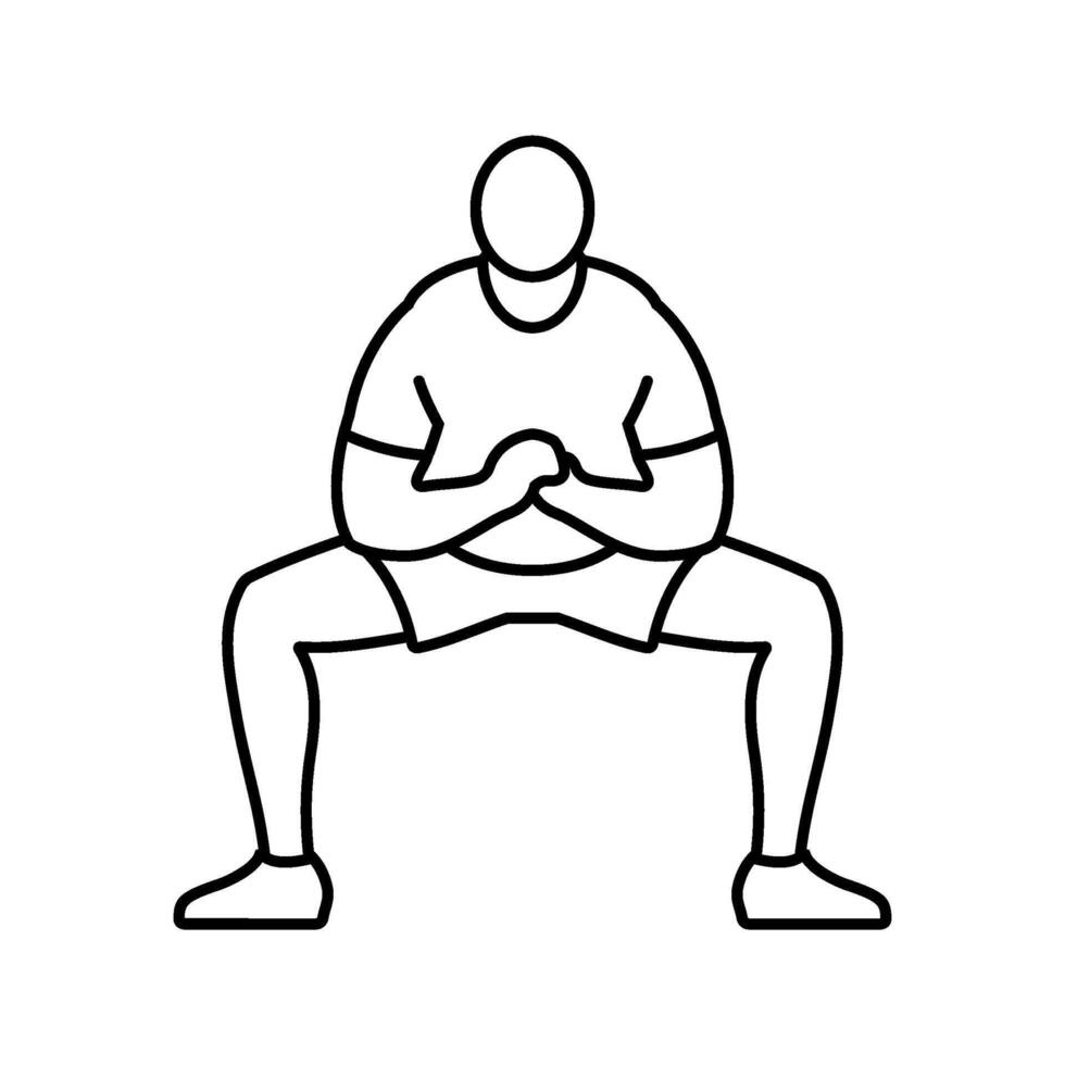 sumo squats fitness exercise leg line icon illustration vector