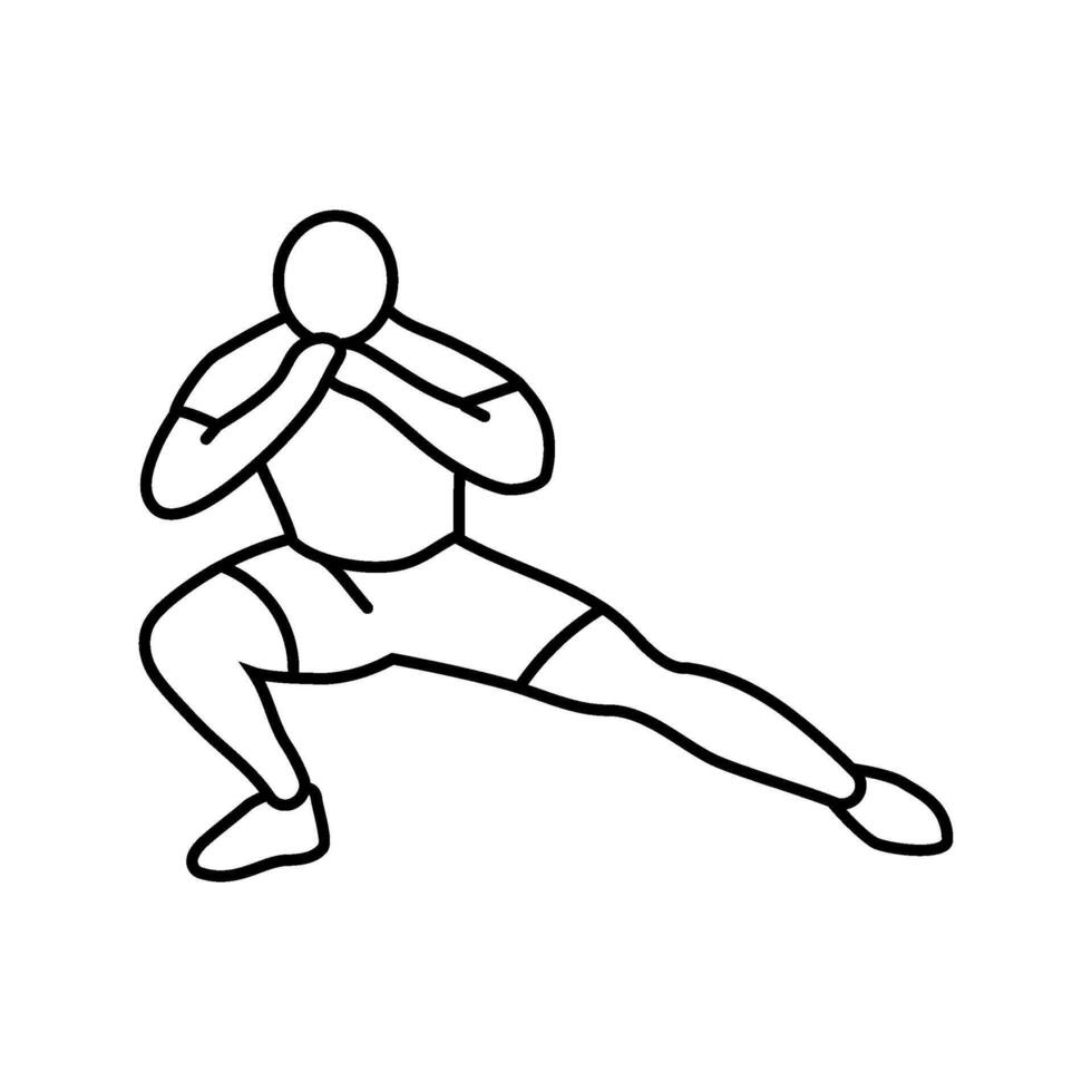 side lunges fitness exercise leg line icon illustration vector