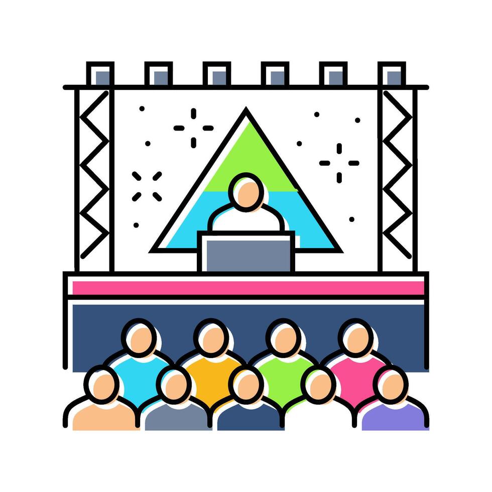 electronic festival rave retro color icon illustration vector