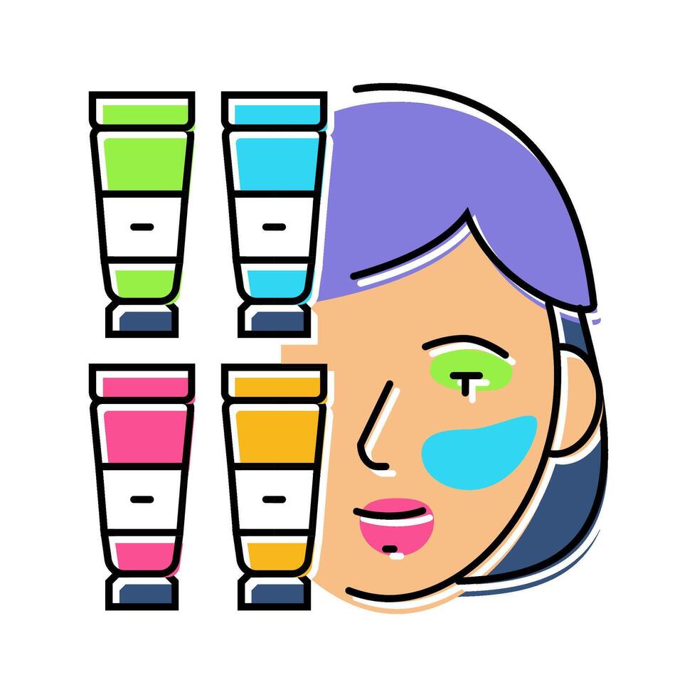 uv body paint rave retro color icon illustration vector