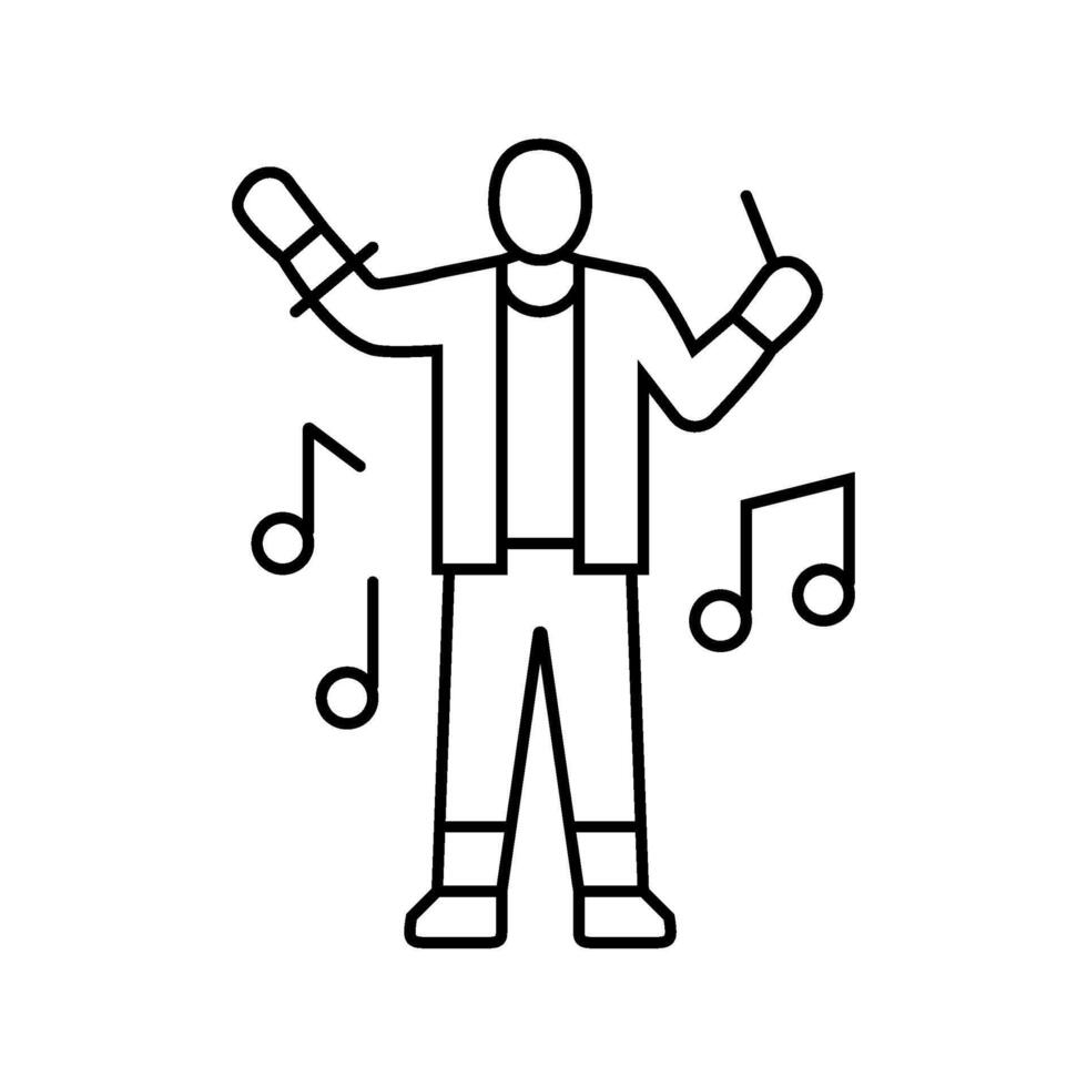 rave woman retro line icon illustration vector