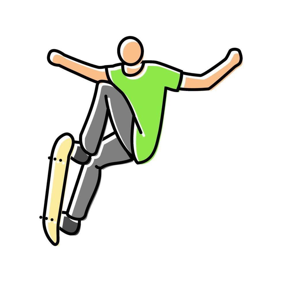 skateboard tricks color icon illustration vector