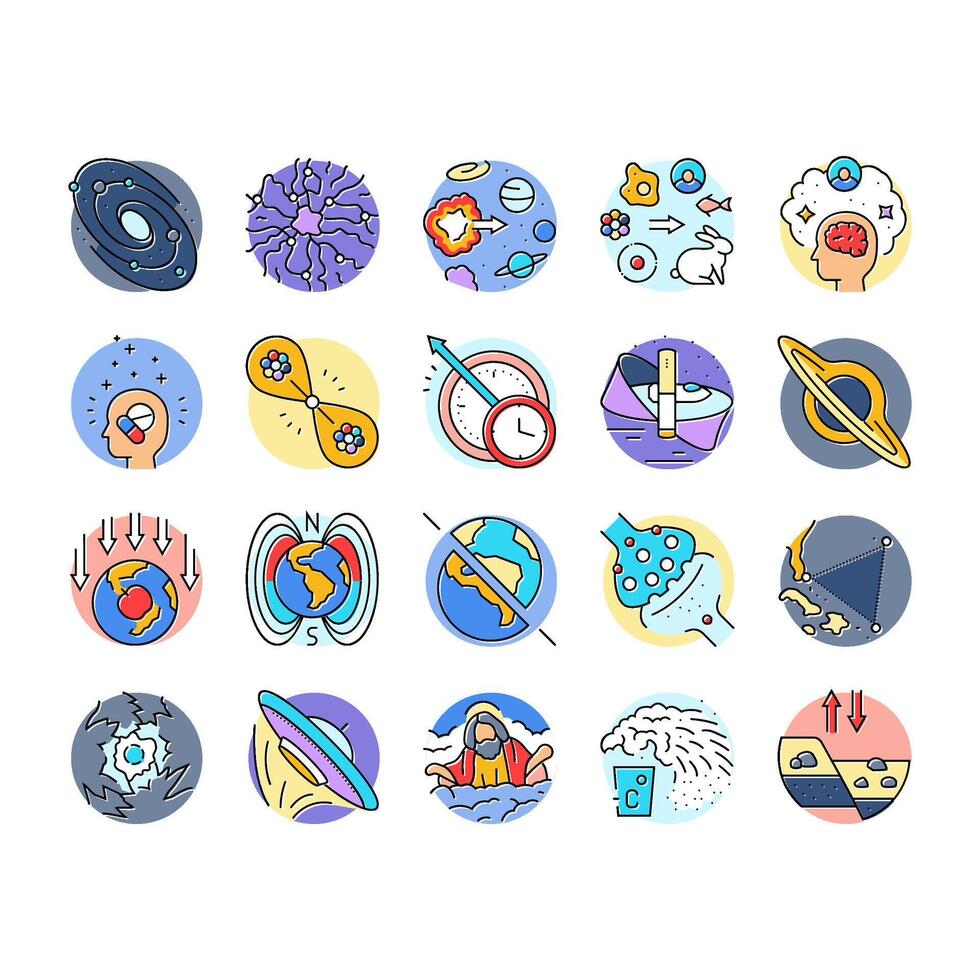 unsolved mysteries question icons set vector