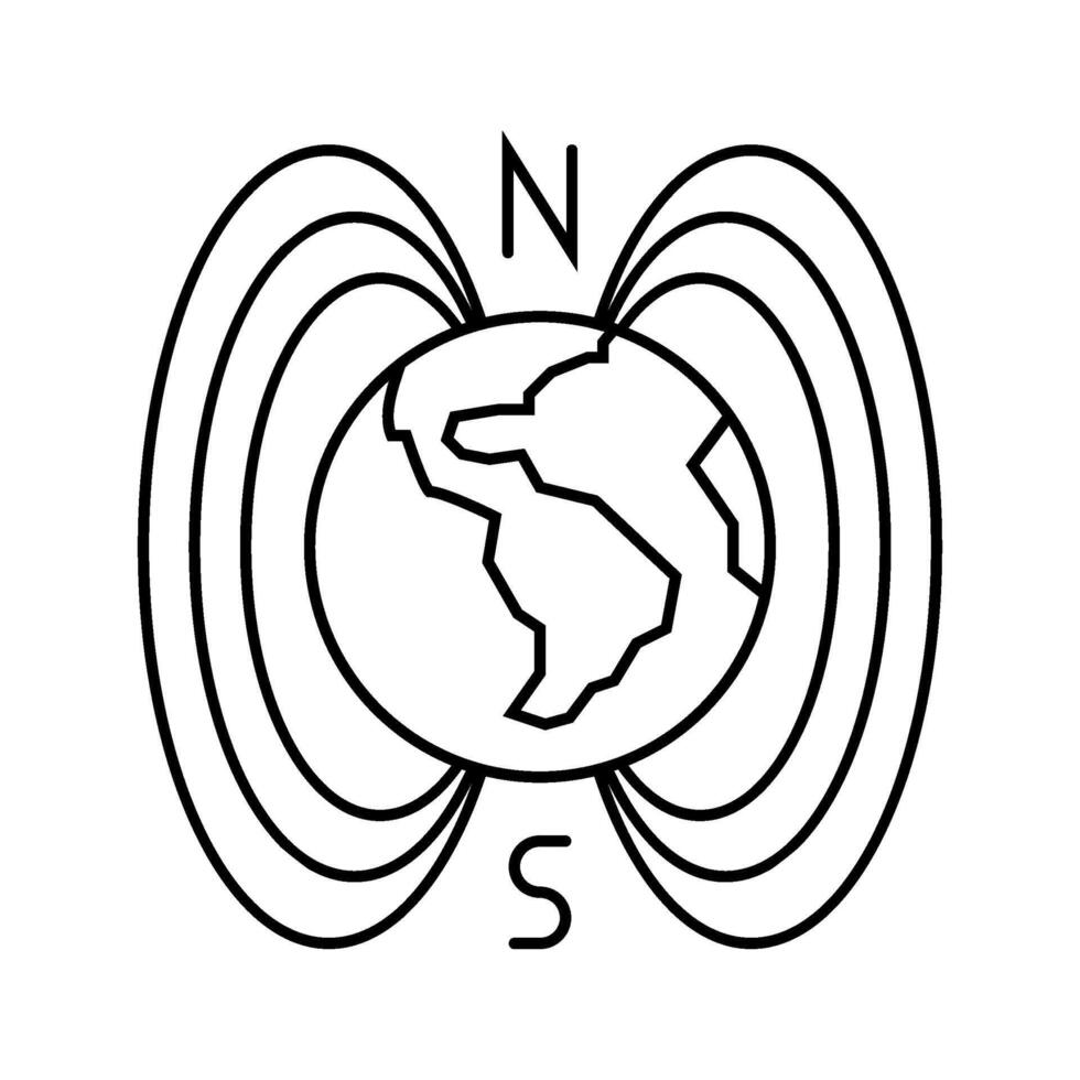 the origin of magnetic fields mystery line icon illustration vector