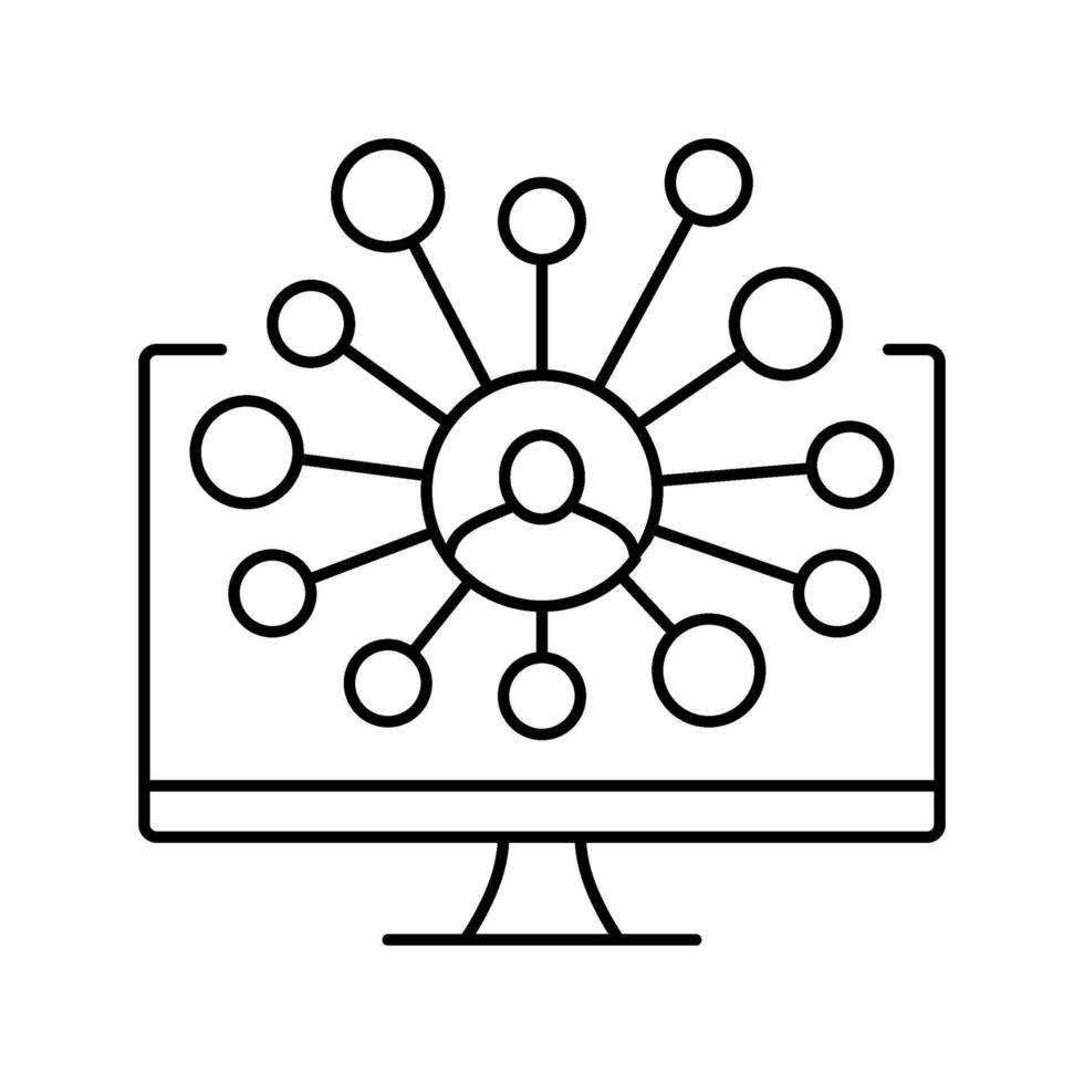 attendee networking virtual conference line icon illustration vector