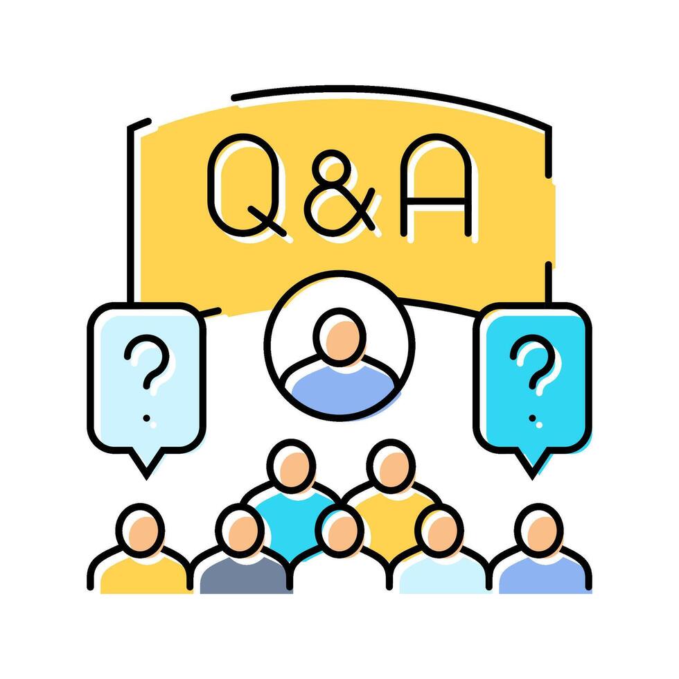 qa session virtual conference color icon illustration vector