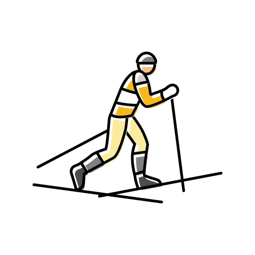 cross country skiing winter sport color icon illustration vector