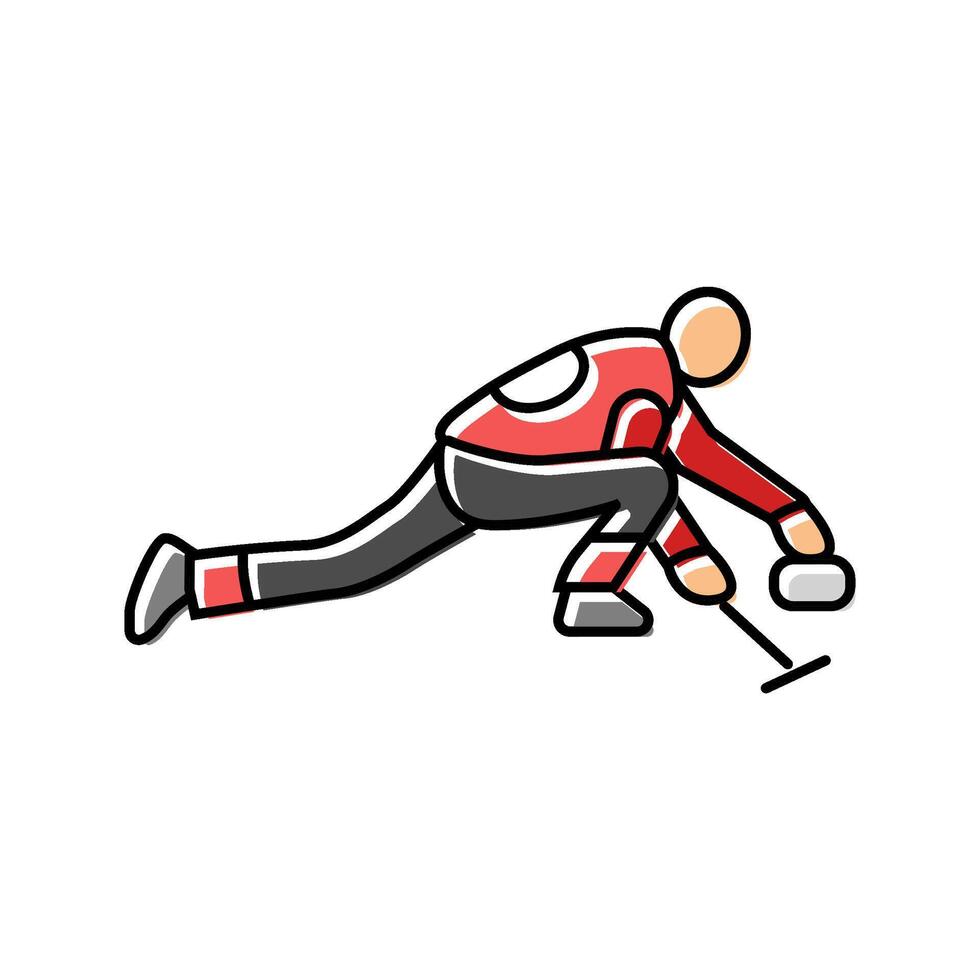 curling winter sport color icon illustration vector