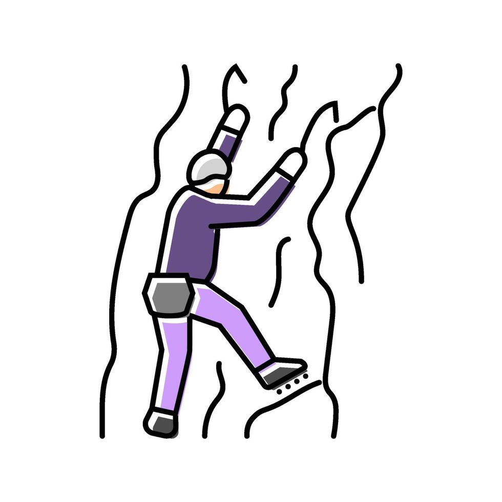ice climbing winter sport color icon illustration vector