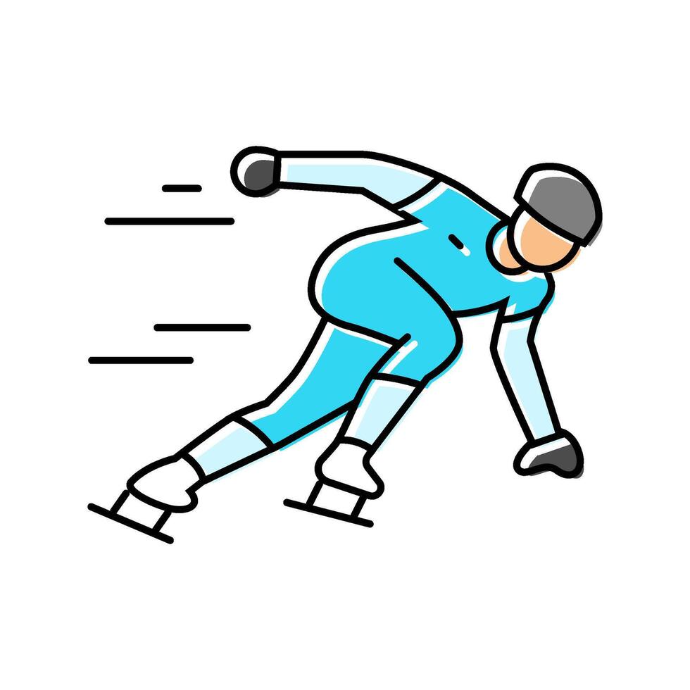 speed skating winter sport color icon illustration vector