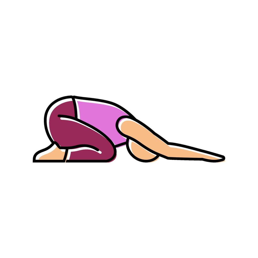 childs pose balasana yoga color icon illustration vector