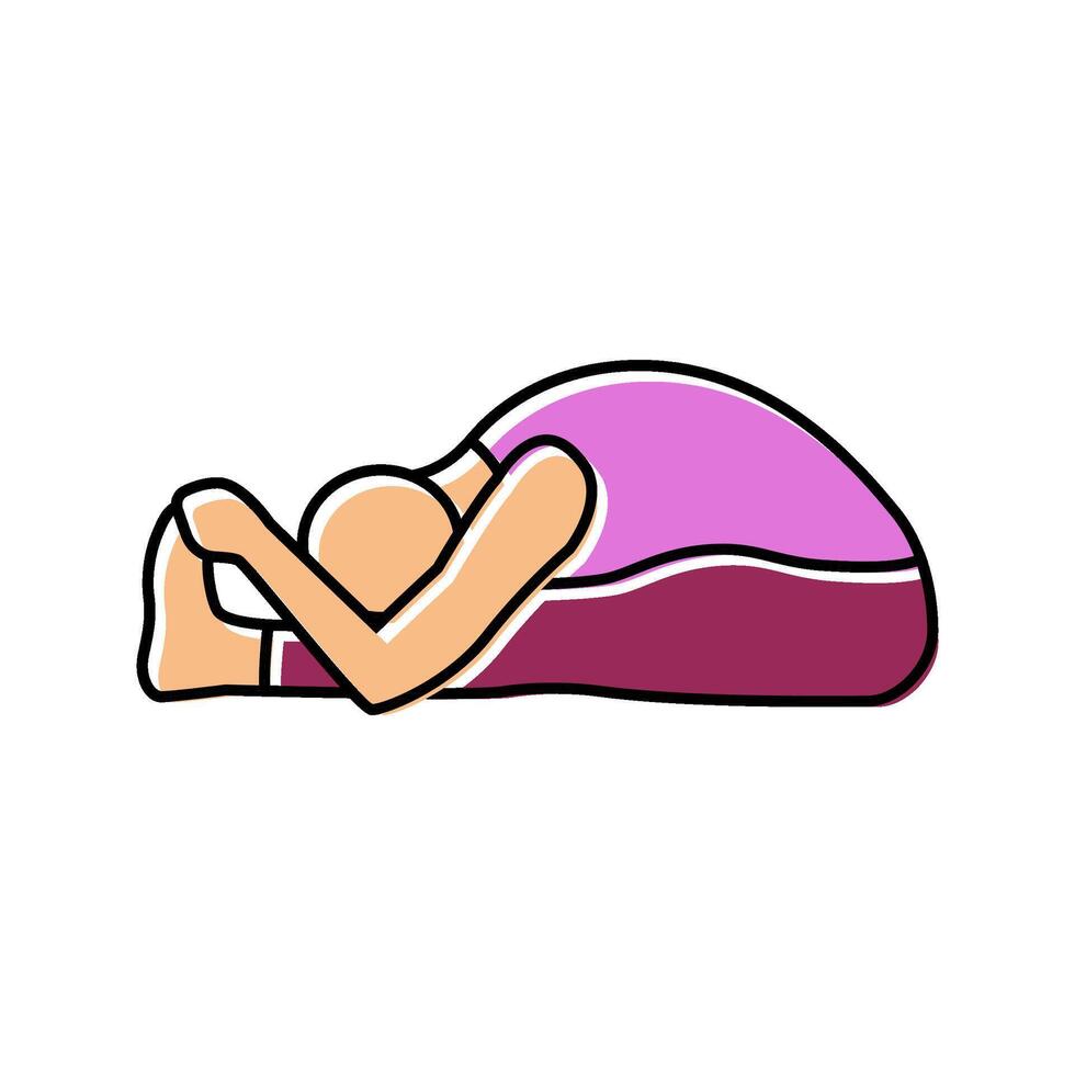 seated forward bend paschimottanasana yoga color icon illustration vector