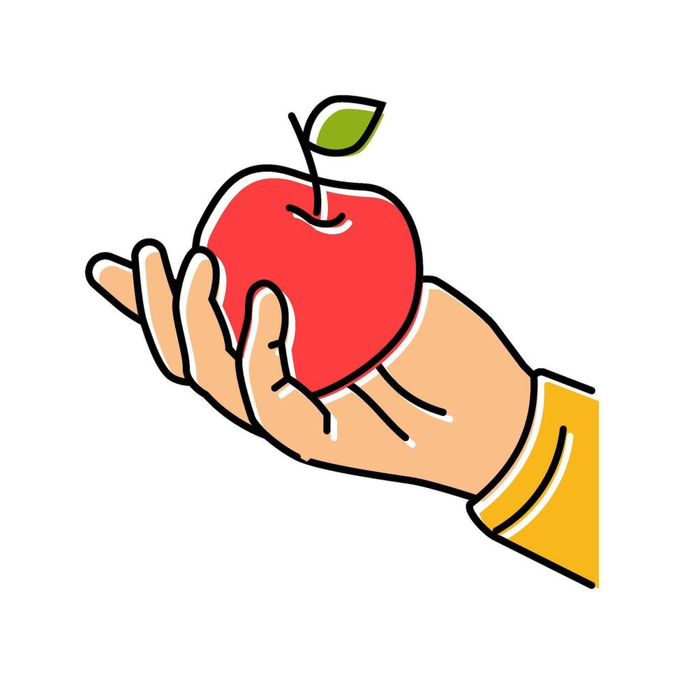 apple picking autumn color icon illustration vector
