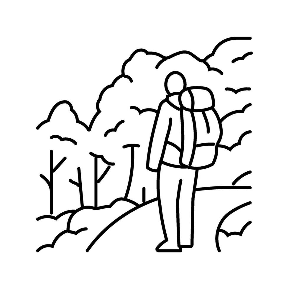 hiking fall foliage autumn line icon illustration vector
