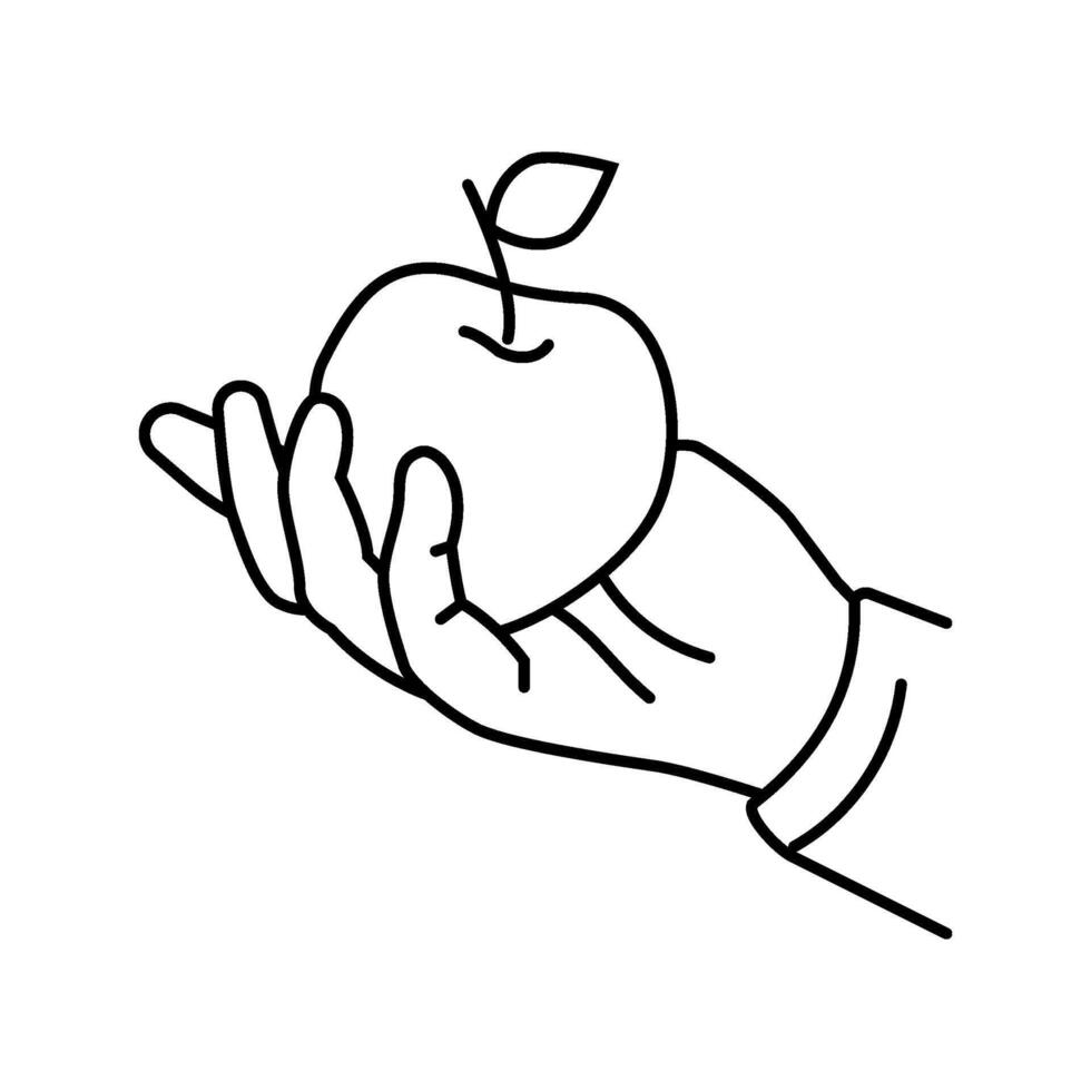 apple picking autumn line icon illustration vector