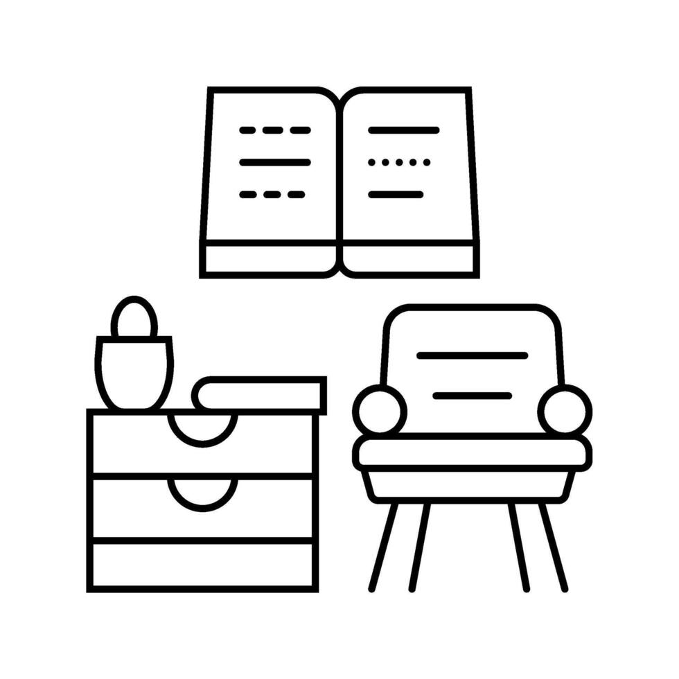 cozying up with a book autumn line icon illustration vector