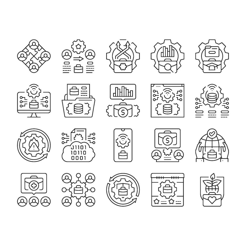 business process optimization icons set vector