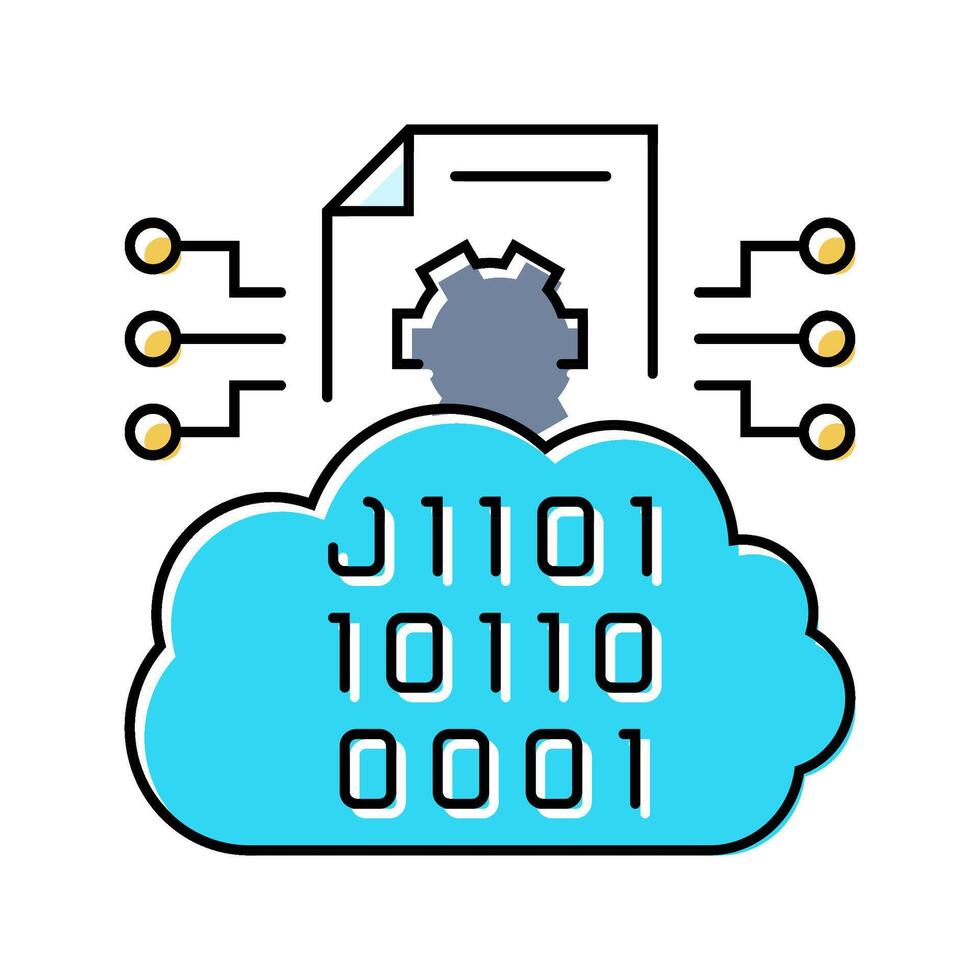 cloud computing business process color icon illustration vector