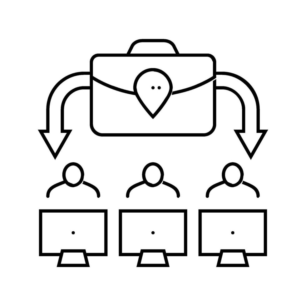 virtual teams modern business line icon illustration vector