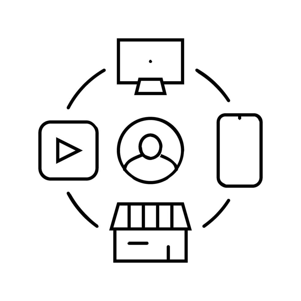 omnichannel modern business line icon illustration vector