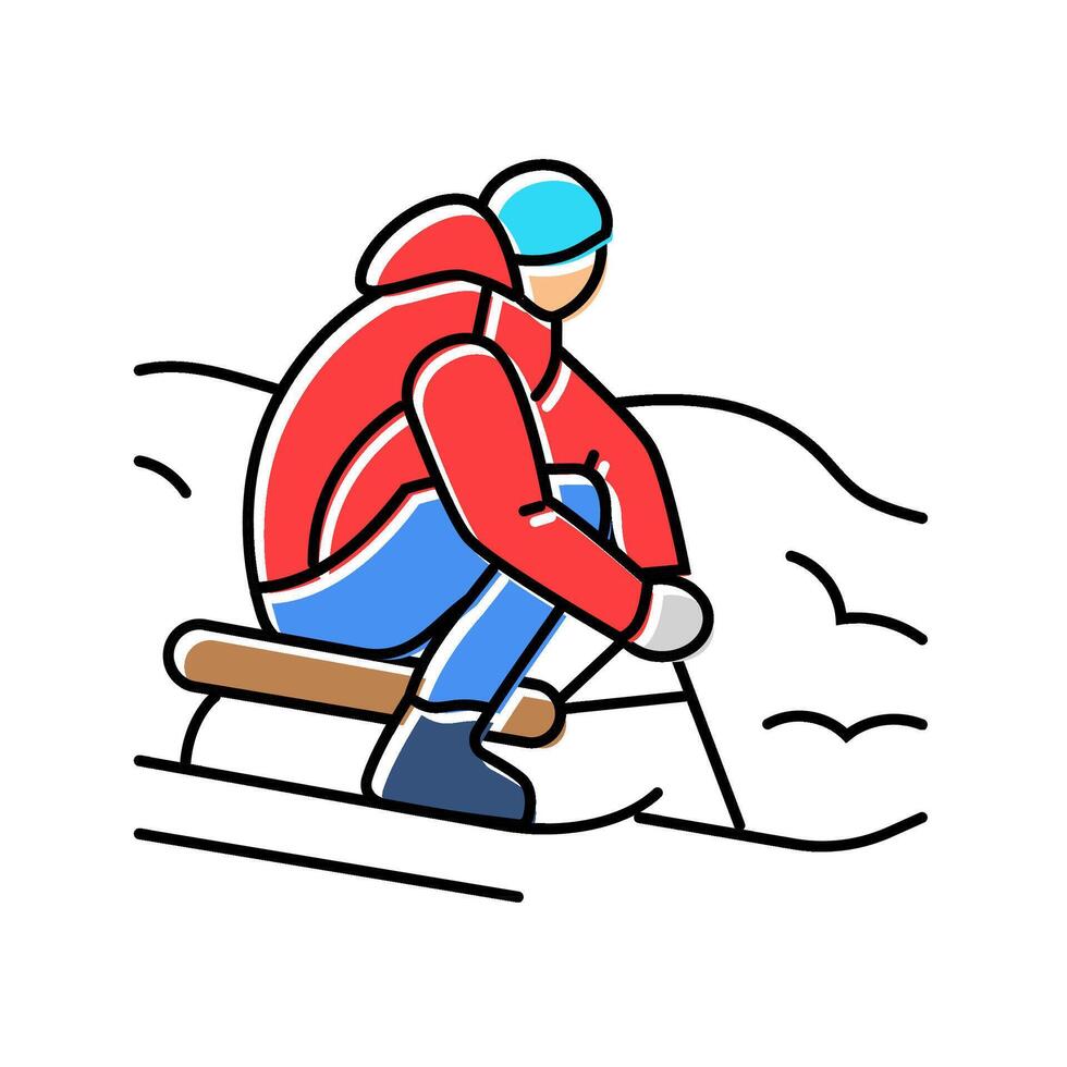 sledding winter color icon illustration vector