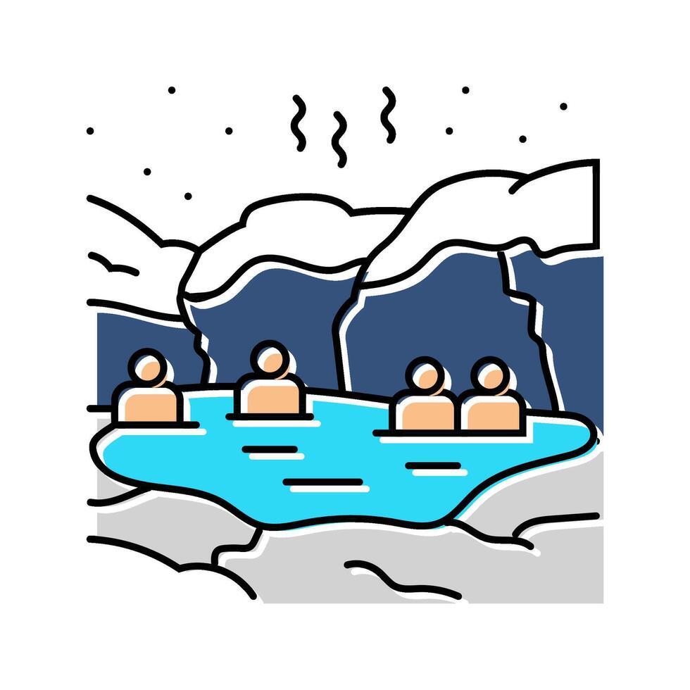 taking dip hot spring winter color icon illustration vector
