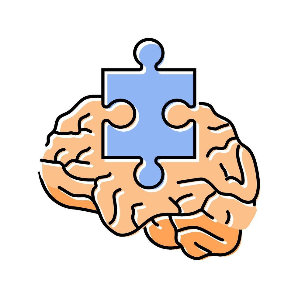 puzzle piece brainstorm color icon illustration vector