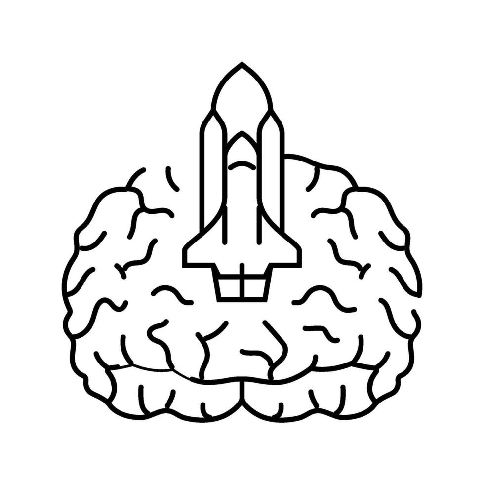 rocket brainstorm line icon illustration vector
