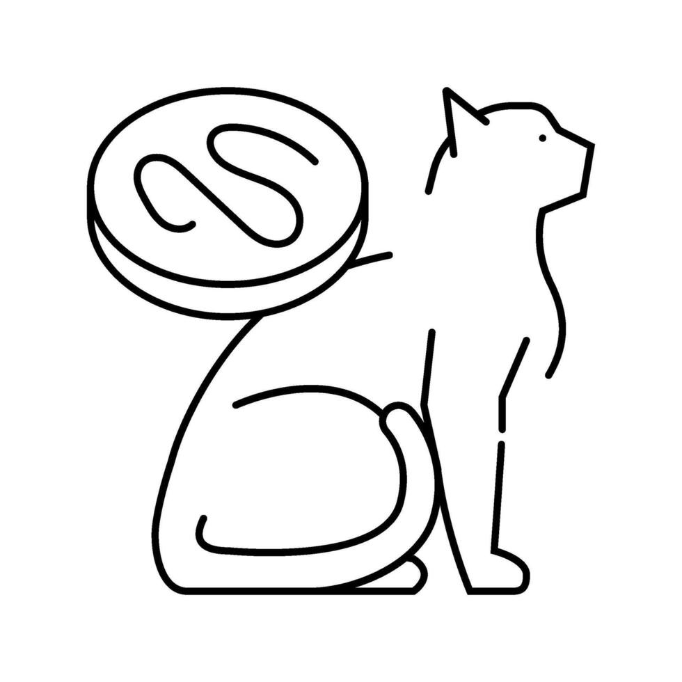 cat parasite worm line icon illustration vector