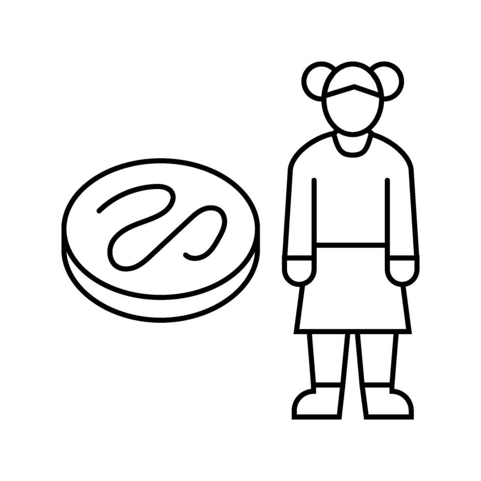 kid girl helminth worm line icon illustration vector