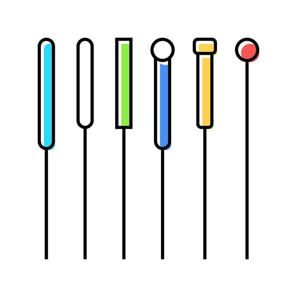 needles acupuncture color icon illustration vector