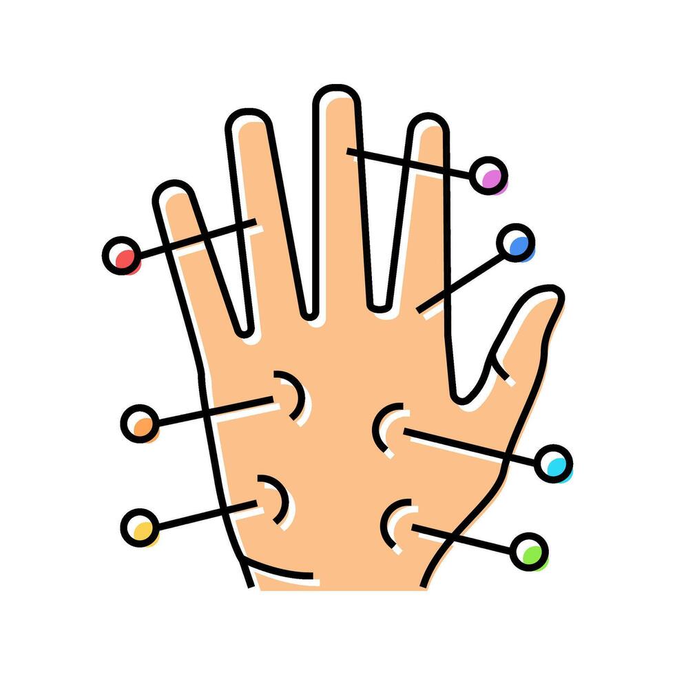 palm needles acupuncture color icon illustration vector