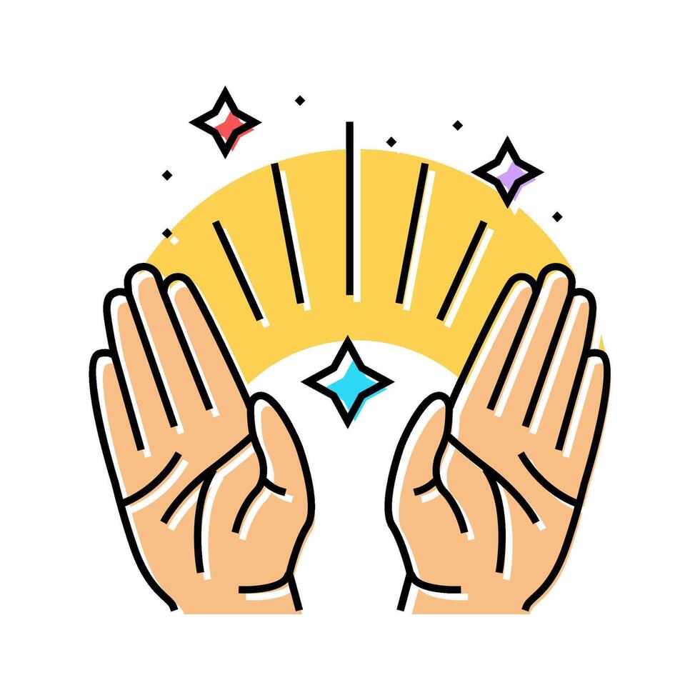 healing hands acupuncture color icon illustration vector