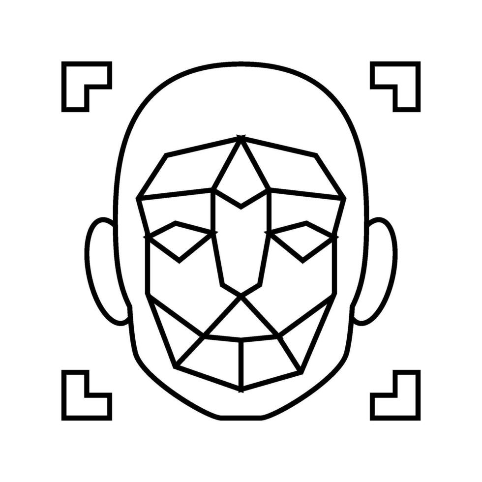 3d facial mapping line icon illustration vector