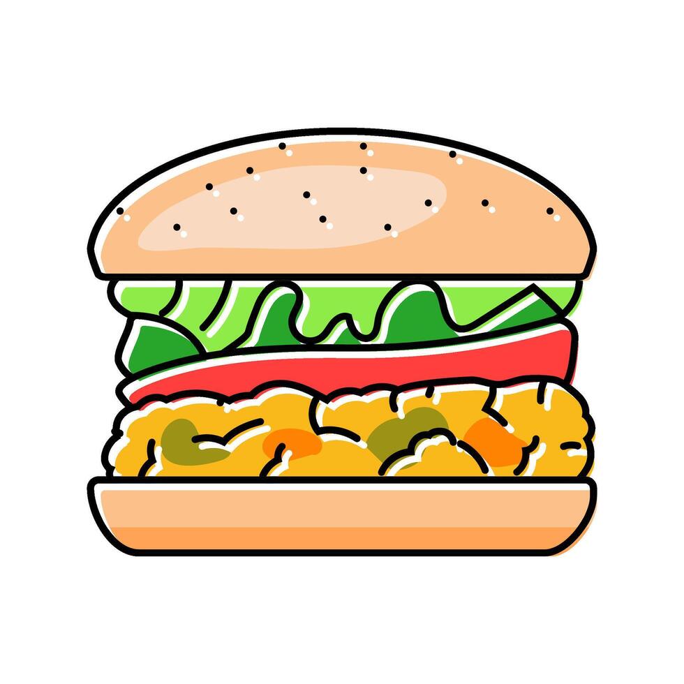 veggie burger food color icon illustration vector