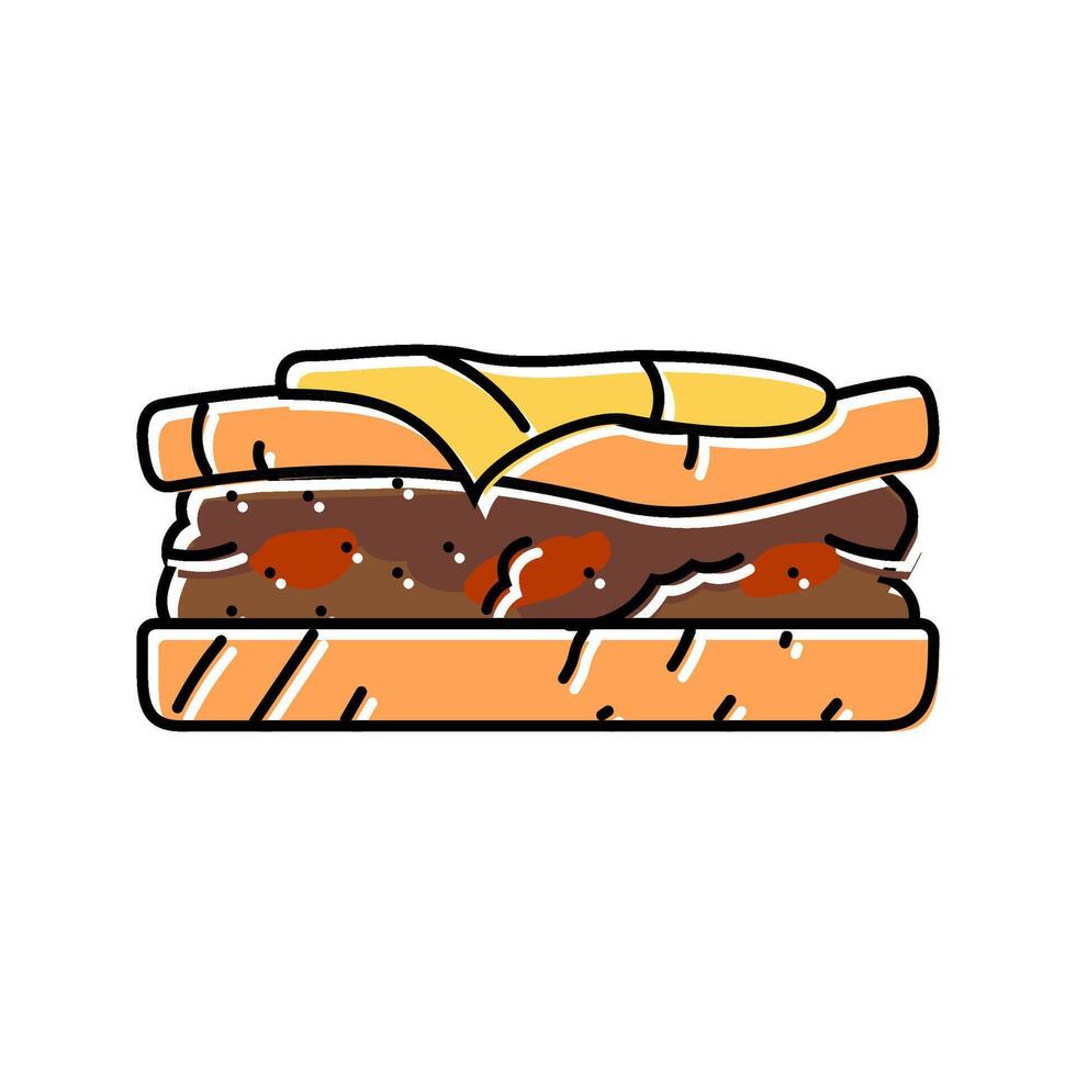 patty melt food color icon illustration vector