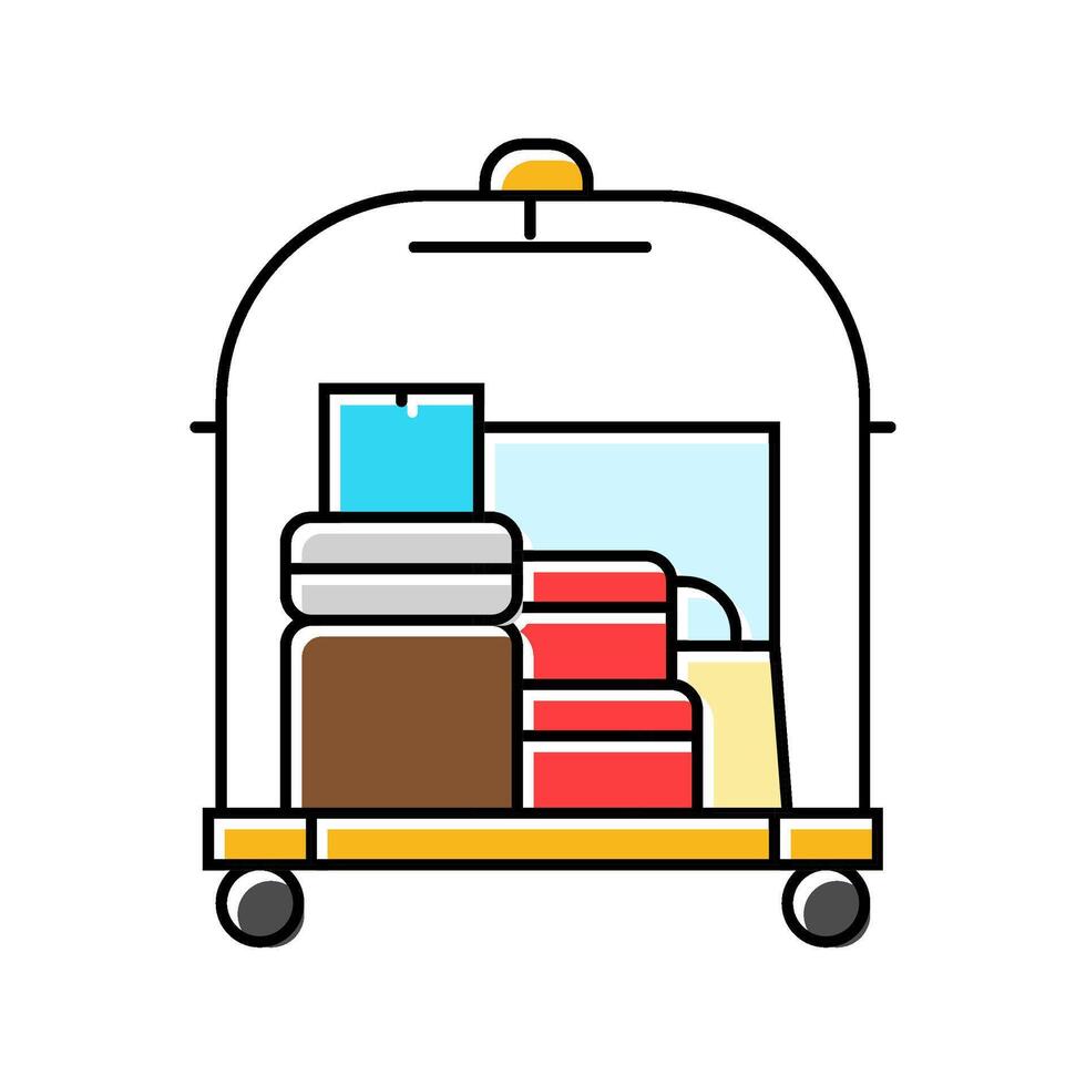 luggage cart hospitality hotel color icon illustration vector