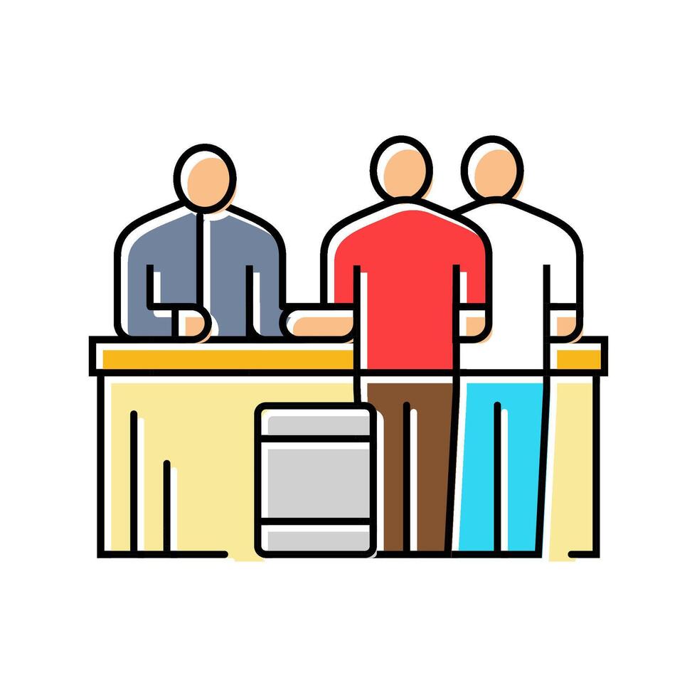 guest check in hospitality hotel color icon illustration vector