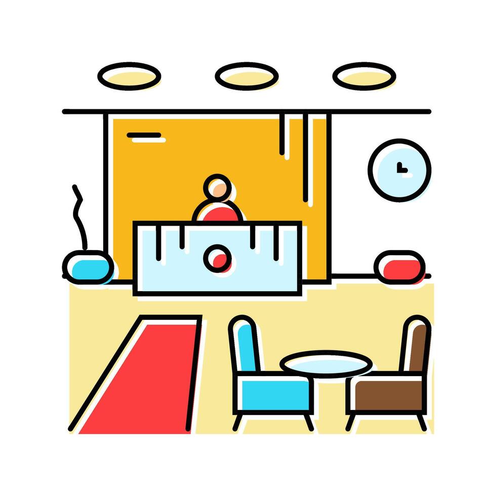 lobby hospitality hotel color icon illustration vector