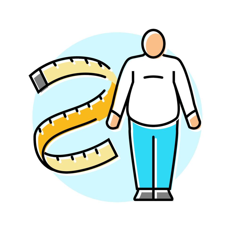 obesity man disease color icon illustration vector